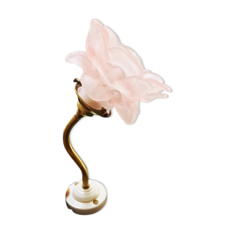 Wall lamp old tulip glass paste pink porcelain