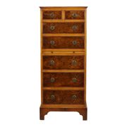 Vintage Chest of Drawers Burton Reproductions Burl Wood Veneer 116cm