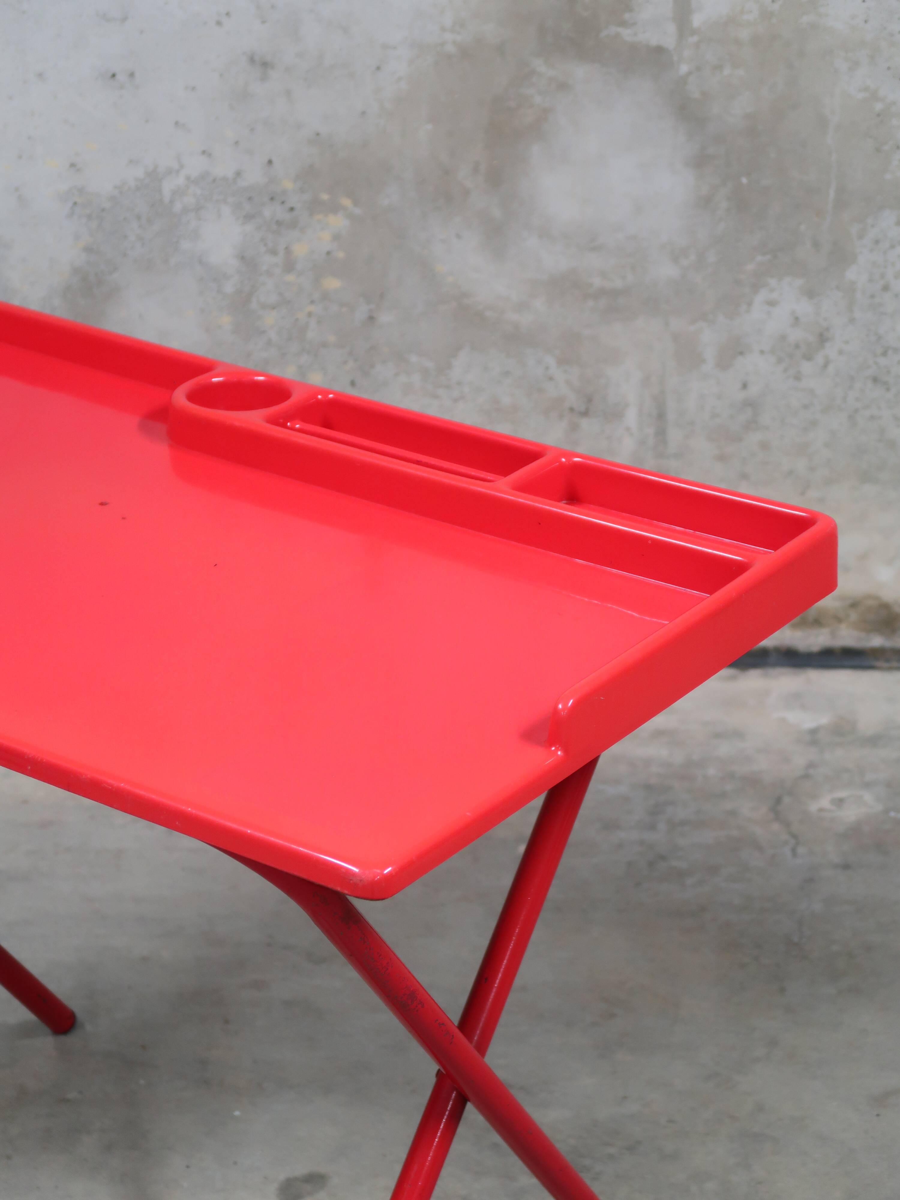 Vintage 80s red fiberglass desk
