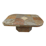 Brutalist slate stone coffee table, 1980s