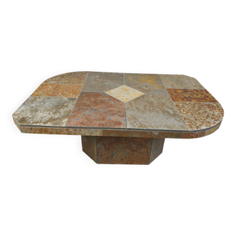 Brutalist slate stone coffee table, 1980s