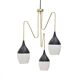 Brass chandelier with 3 pendants, 1950s