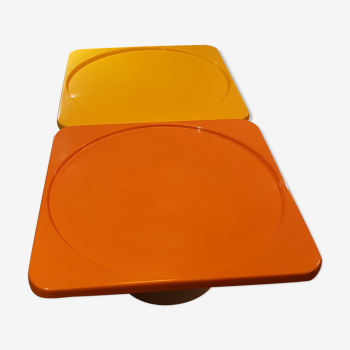 Lot table basse coffre orange  pivotante + tatam sramp 70's