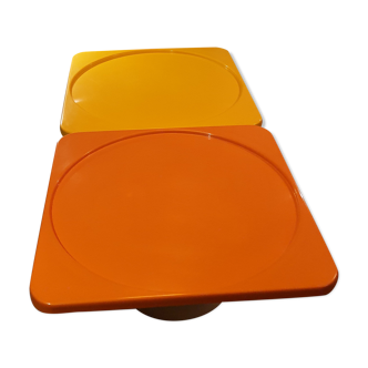 Lot table basse coffre orange  pivotante + tatam sramp 70's