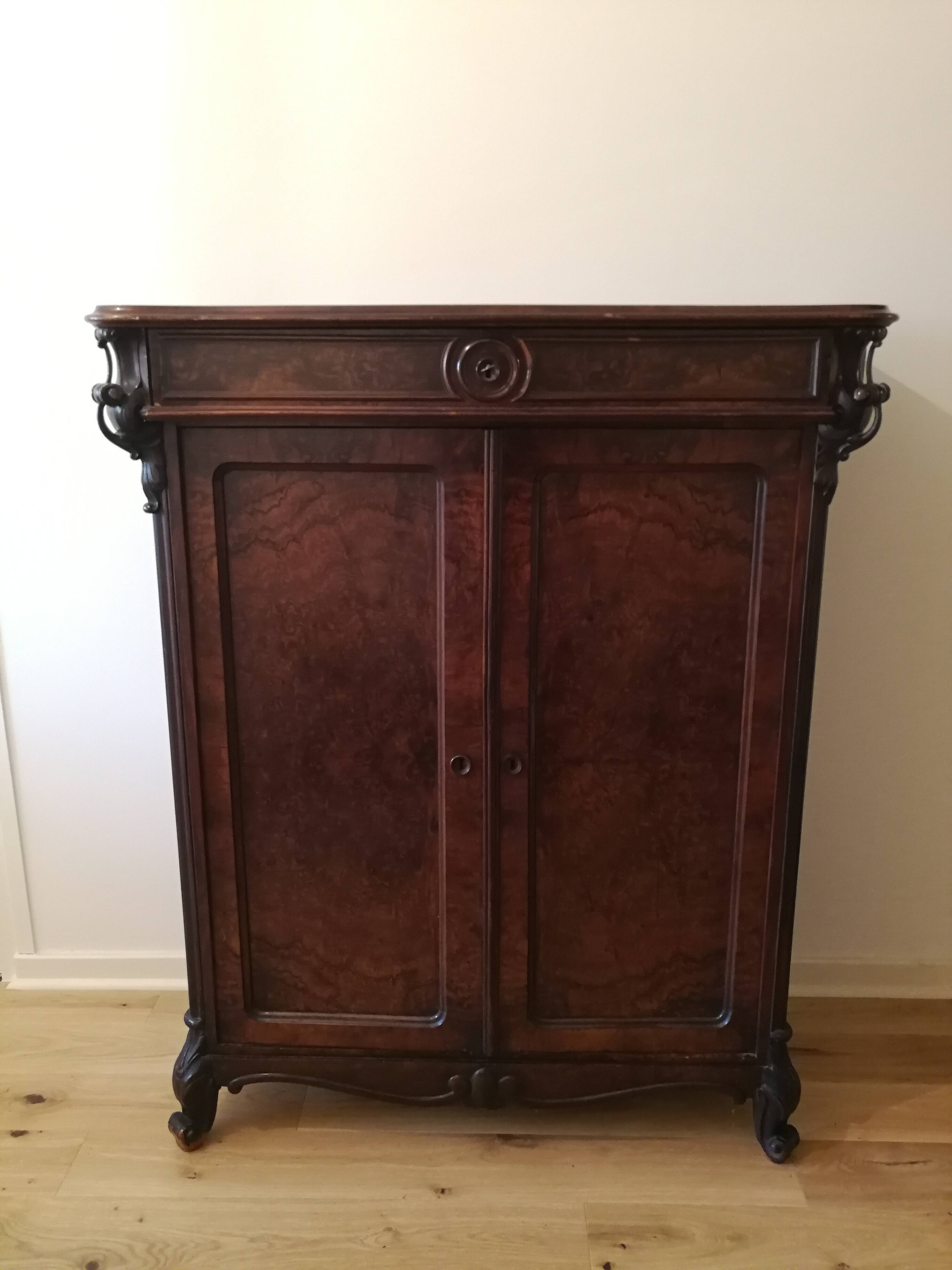 Armoire XIXe en ronce de noyer - Louis-Philippe / Napoléon III