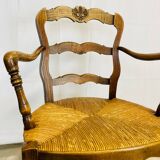 Straw wood armchair