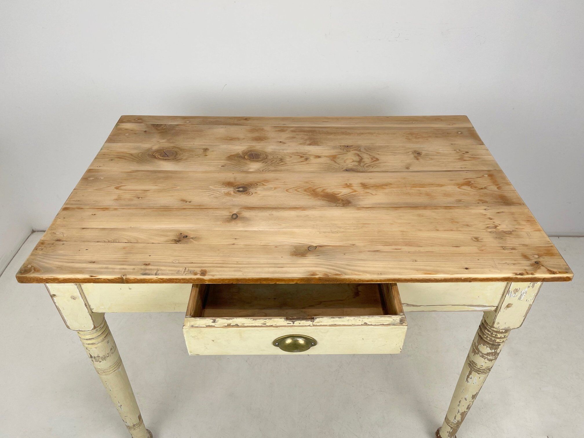 Early 20th century wooden work table or writing desk with original patina