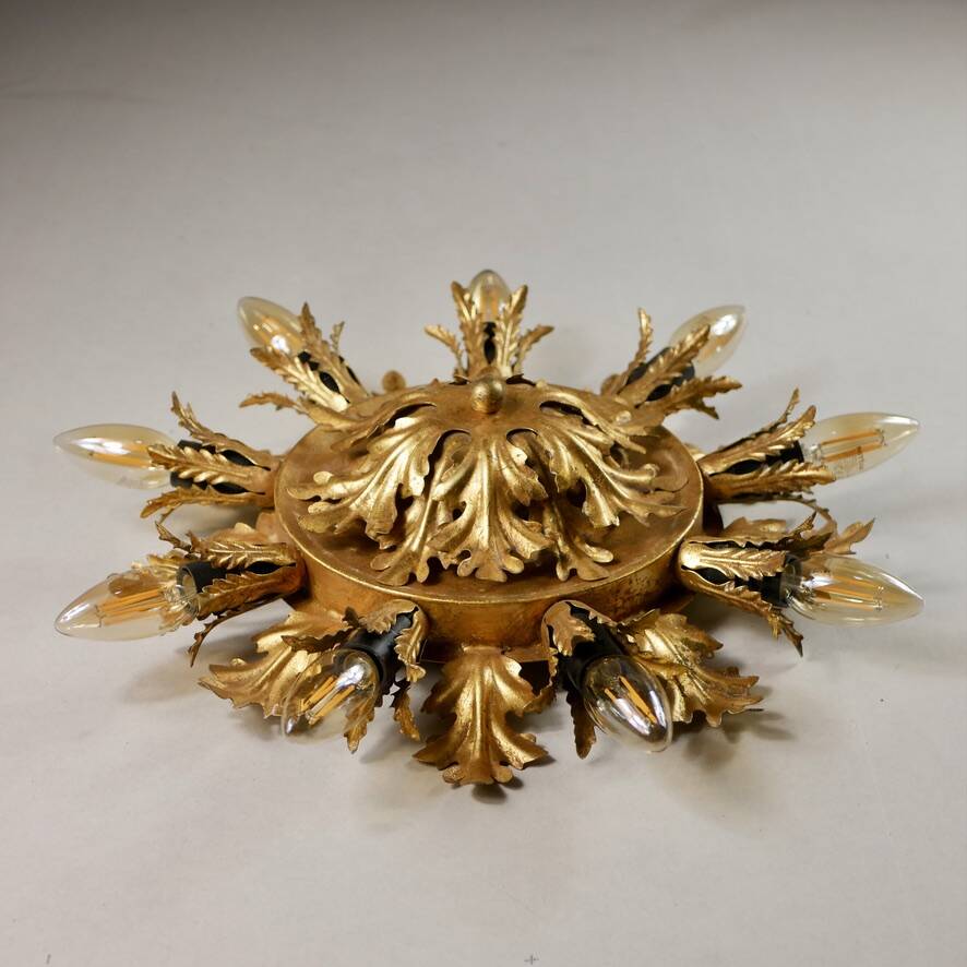 Italian gold wall or ceiling light, Banci Firenze, 1970s