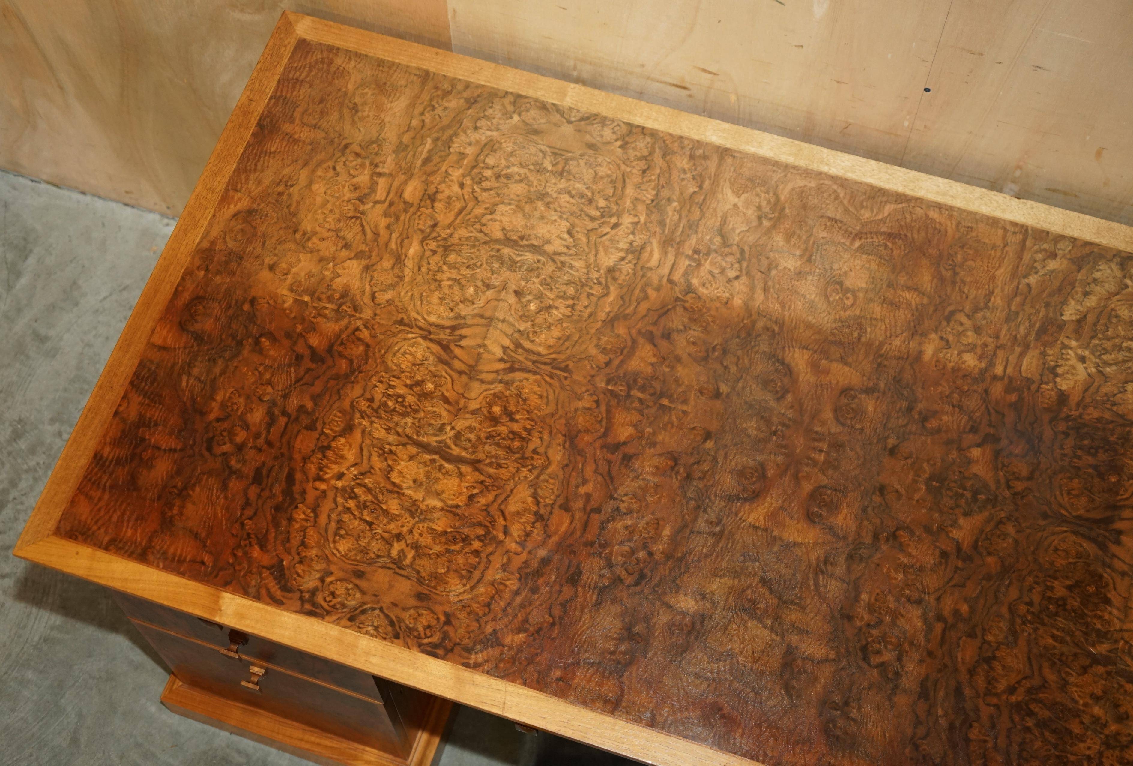 David Linley Burr walnut chest of drawers for light restoration.