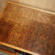 David Linley Burr walnut chest of drawers for light restoration.