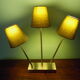 "Trio" table lamp, chromed metal, lampshades with tilting supports