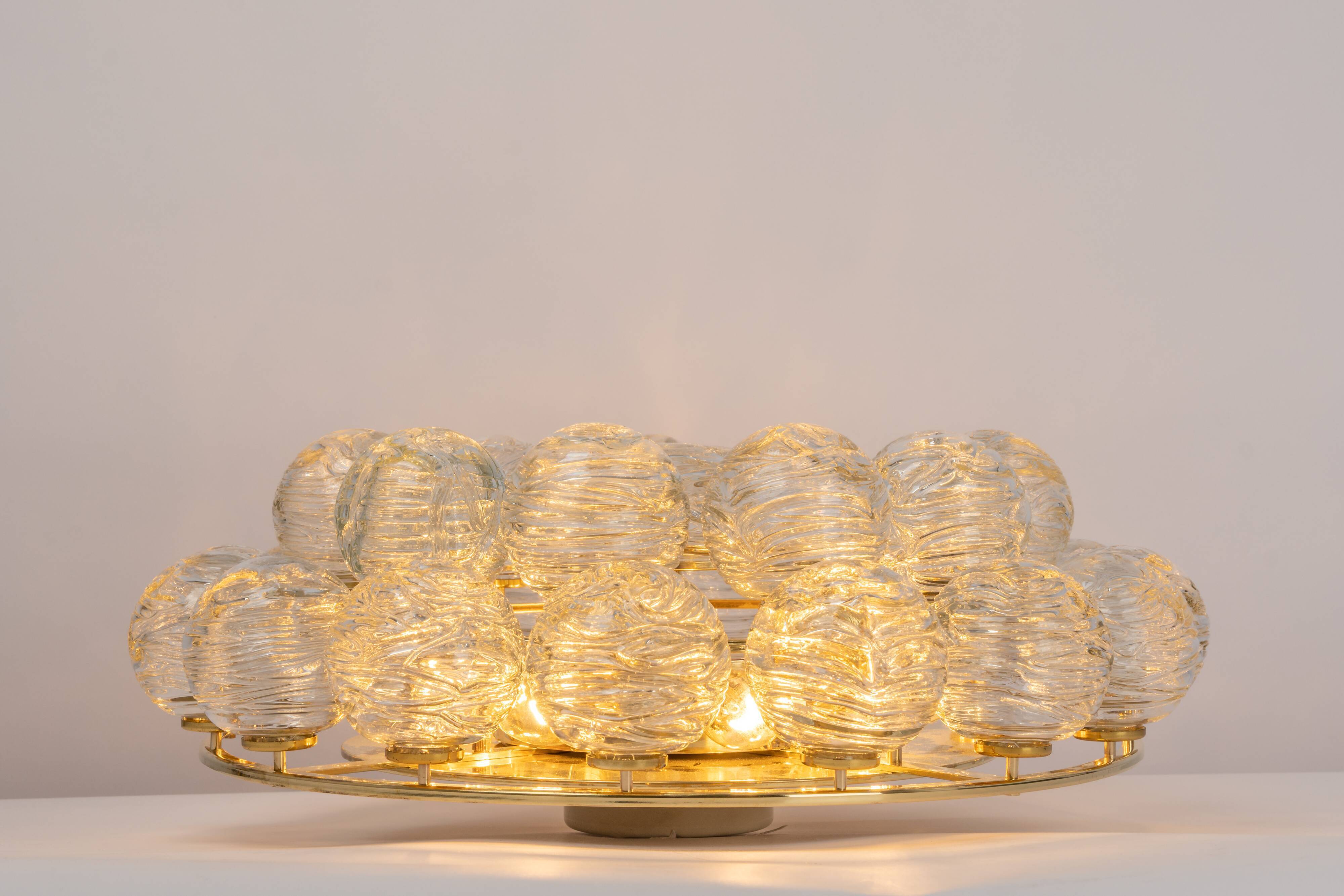 Spectacular Sputnik Flush Mount Glass Snow Balls by Doria, Germany, 1970s