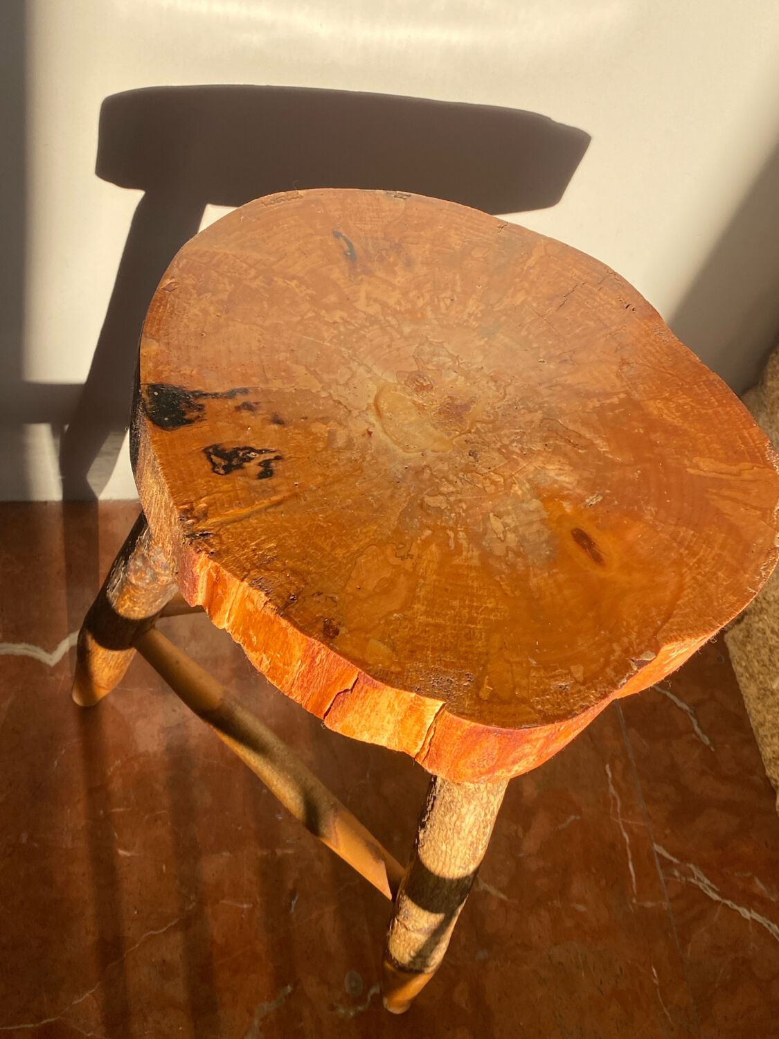 Raw wooden stool
