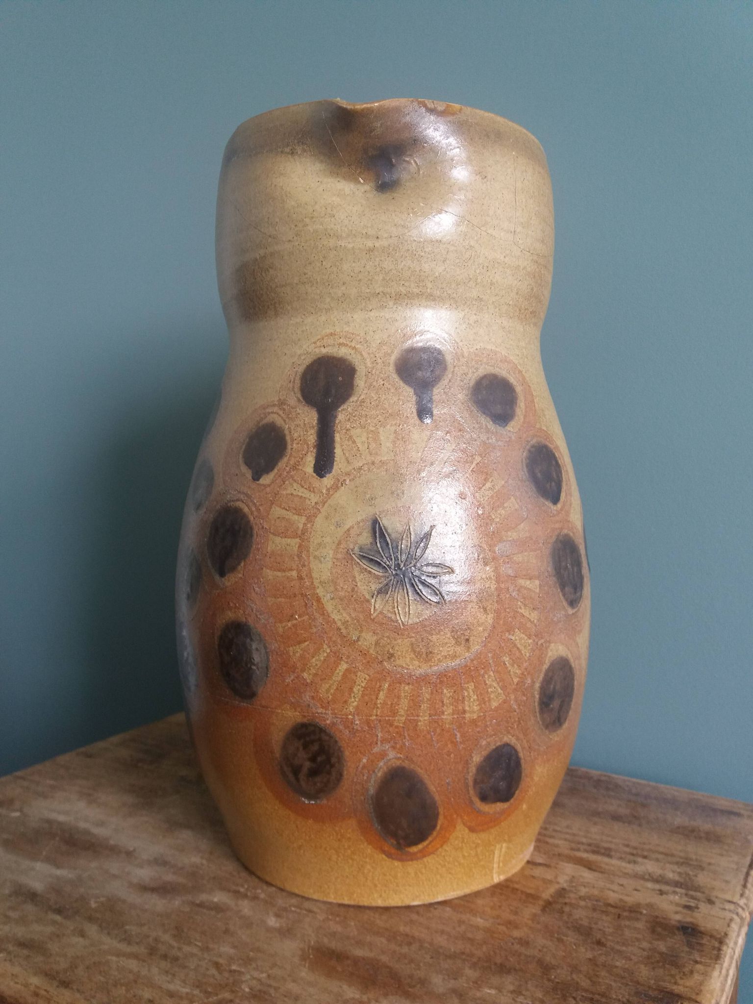 30 cm pitcher vase signed Jean-Claude Courjault Keraluc