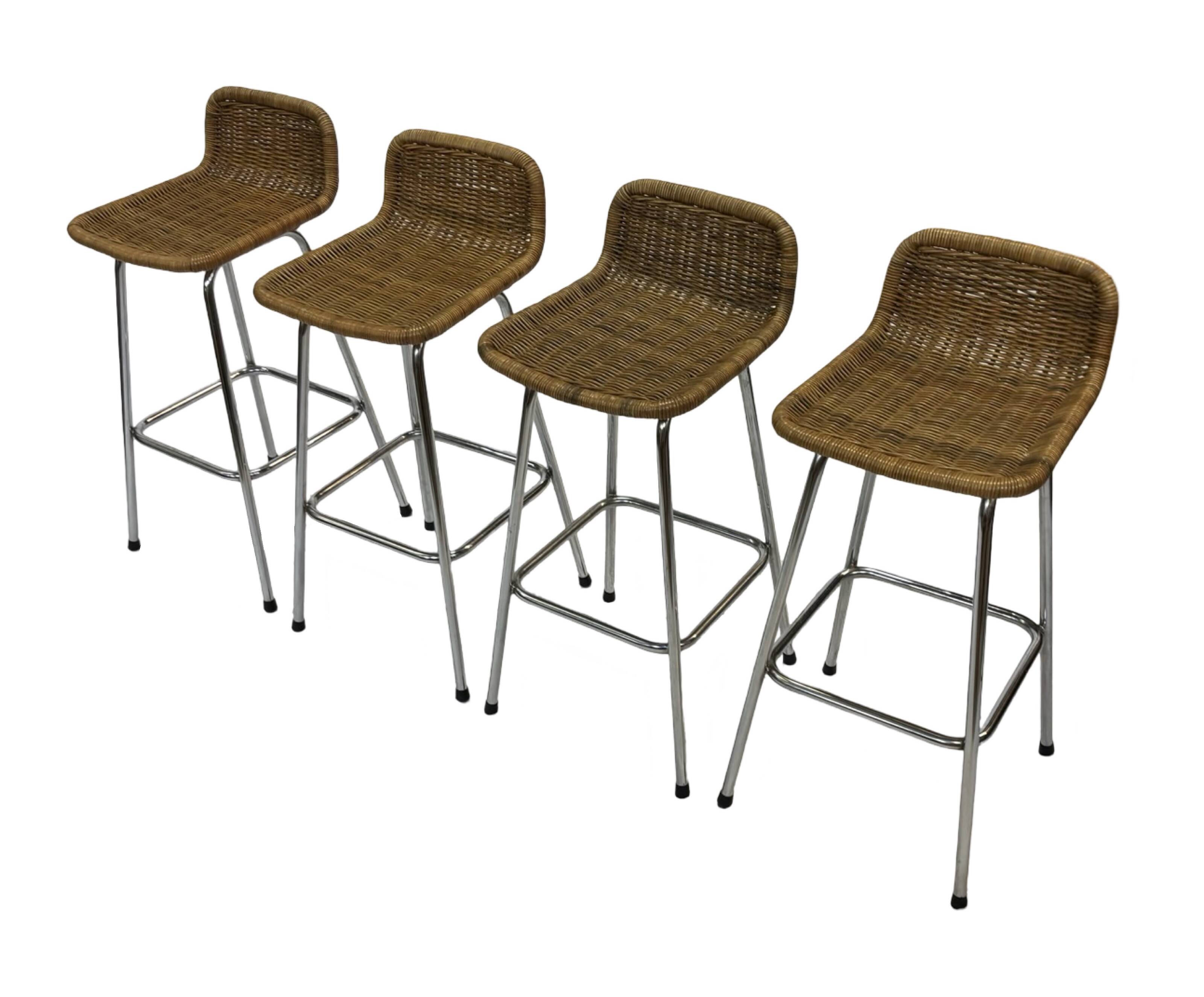 Set of 4 vintage bar stools Dirk van Sliedregt Rohe Noordwolde 1960's