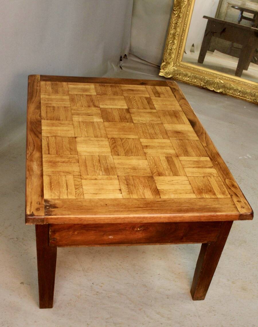 Coffee Table with Old Parquet Top