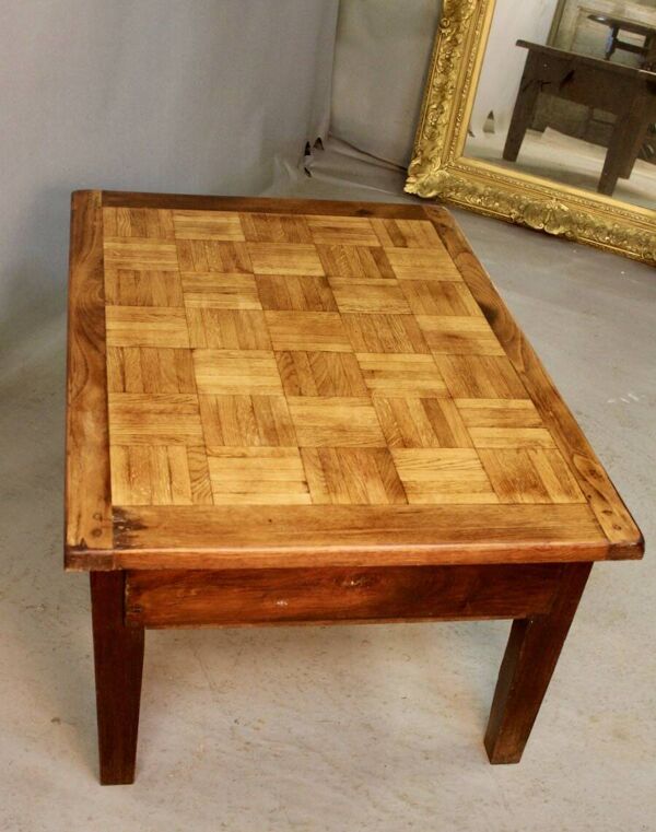 Table Basse à Dessus Parquet Ancien