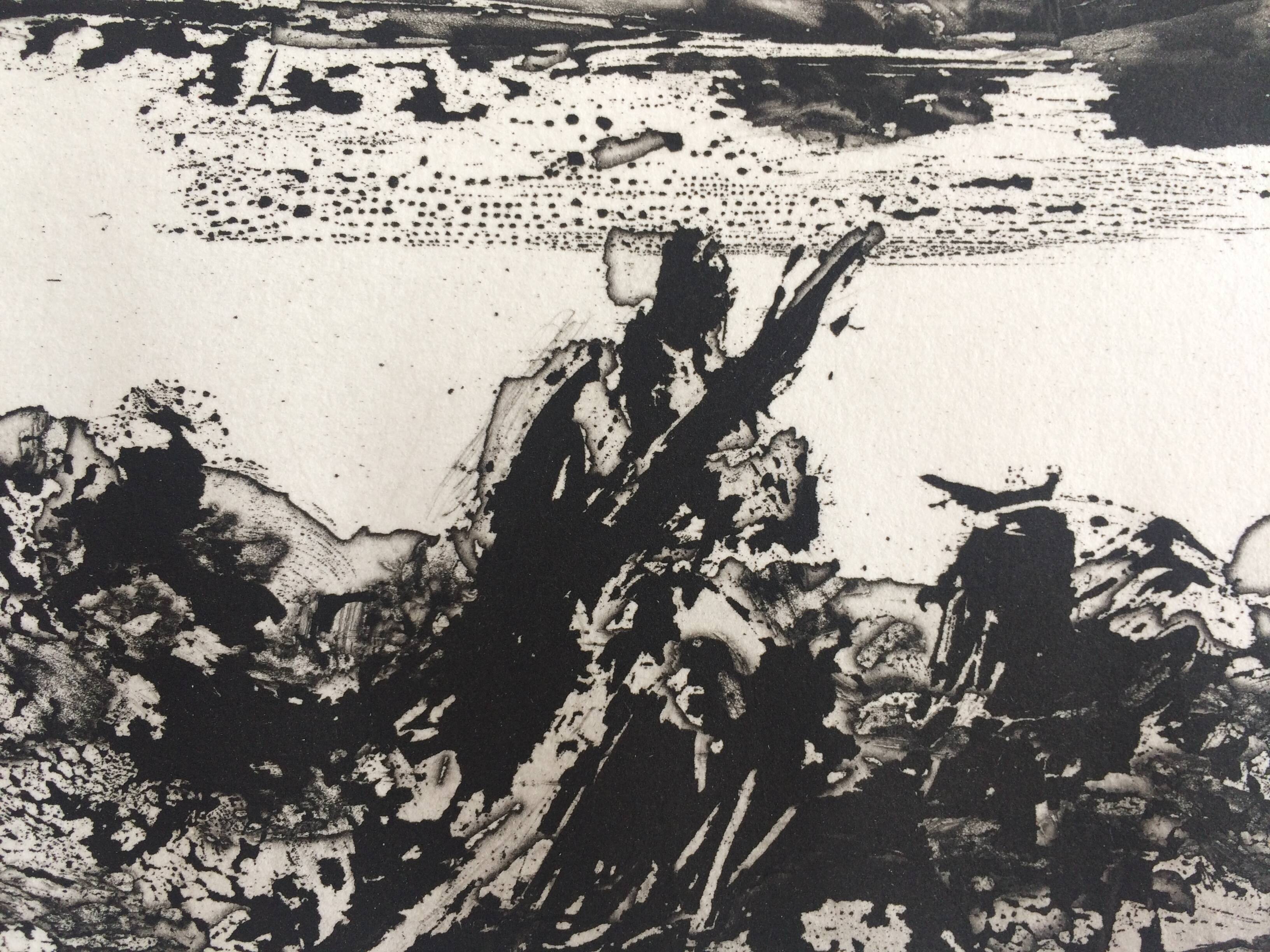 Etienne LODÉHO, Landscape with figure, 1988. Aquatint signed in pencil