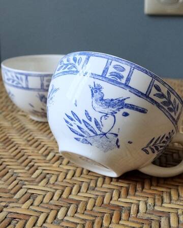 Set of 2 Gien breakfast cups/bowls – Blue Bird decor