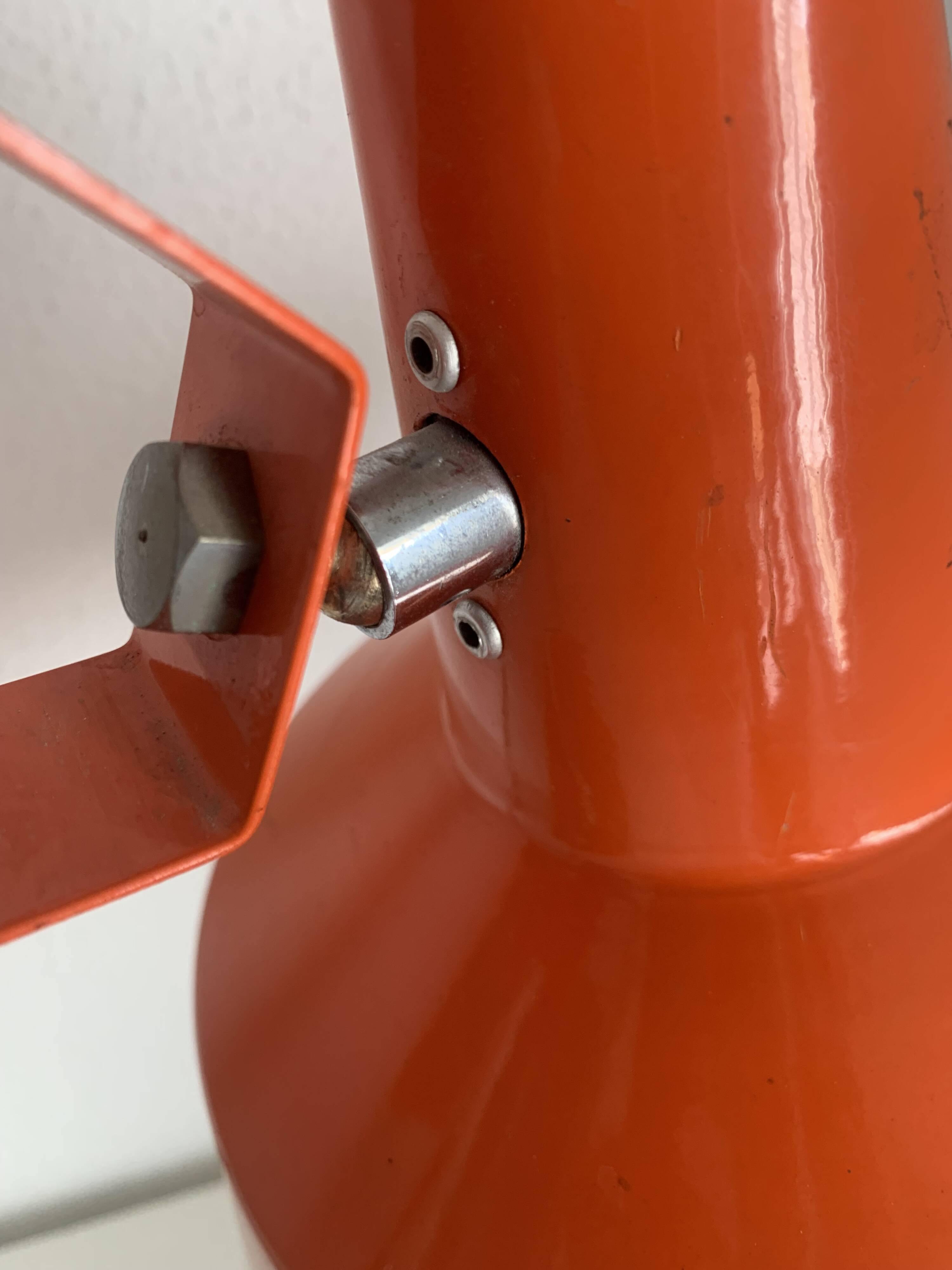 Lampe vintage 1960 Monteuse Delmas bureau orange carotte  - 44 cm