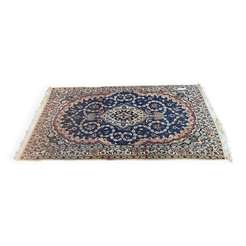 Nain carpet, floral patterns, blue and red, 116x200cm, Iran