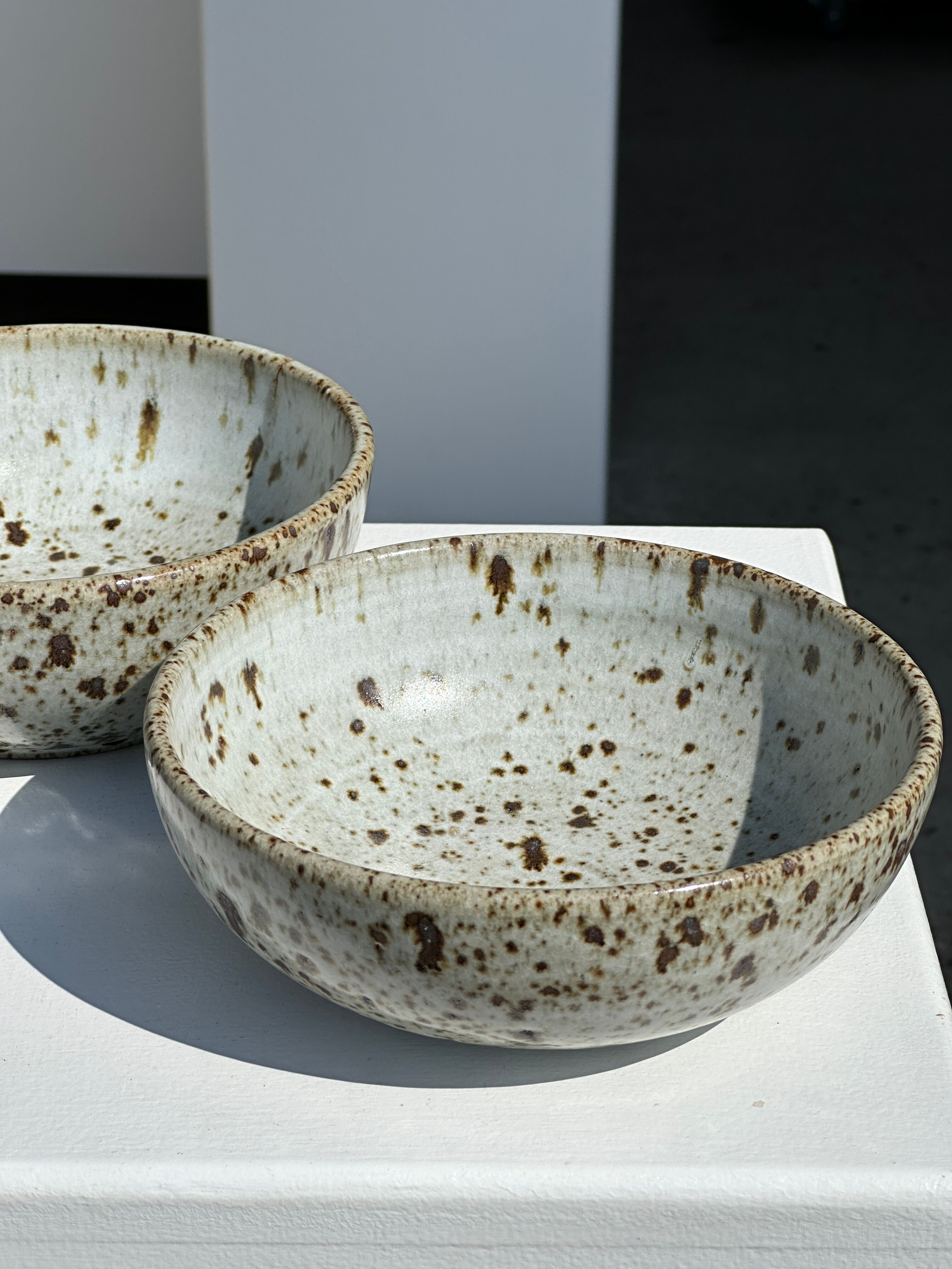 Duo of speckled ceramic bowls