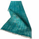 Distressed Turkish Narrow Runner 304 x 76 cm Wool Vintage rug, Overdyed Turquoise