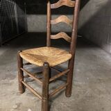 4 Charles Dudouyt style wooden and straw chairs