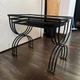 3 nesting tables 1950 Jean Royère wrought iron black opaline vintage