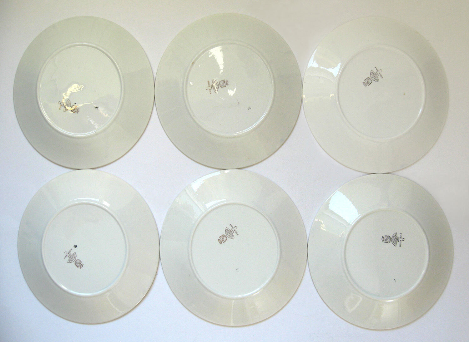 6 flat porcelain plates - foliage decoration Sous-Bois - Digoin & Sarreguemines France