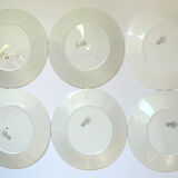 6 flat porcelain plates - foliage decoration Sous-Bois - Digoin & Sarreguemines France