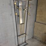 Wall-mounted coat racks in black and gold lacquered metal, circa 1950-1960