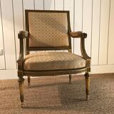 Louis XVI armchair in gilded wood carved and molded