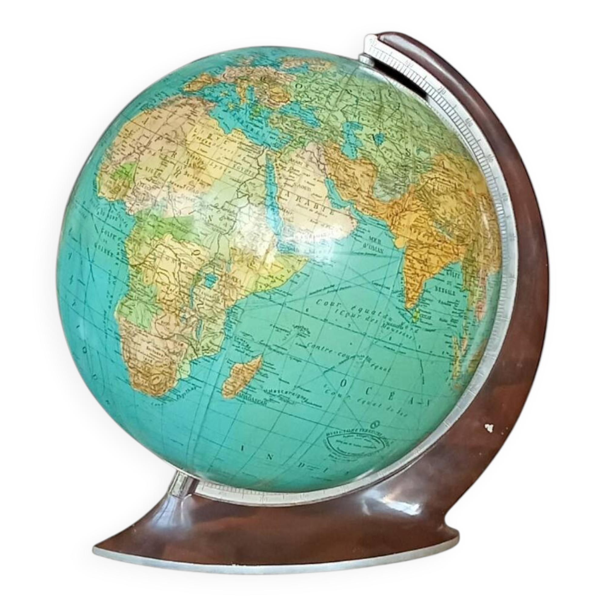 Ancien Globe Terrestre Verre  Lumineux Mappemonde Art Déco Colomb W. Jaden