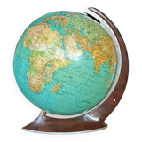 Ancien Globe Terrestre Verre  Lumineux Mappemonde Art Déco Colomb W. Jaden