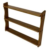 Vintage solid wooden wall rack with 3 shelves 70s oak rack