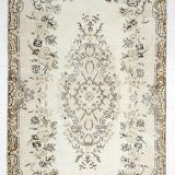 All-Over Floral Pattern Beige Brown Turkish Rug, 166x285Cm
