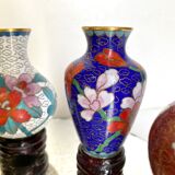 Miniature brass cloisonné vases collection
