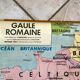 school map Librairie Armand Colin Reinhart and Wagret Roman Gaul with wooden hook 1970