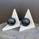 Ceramic bookends, Memphis design, 1980s.