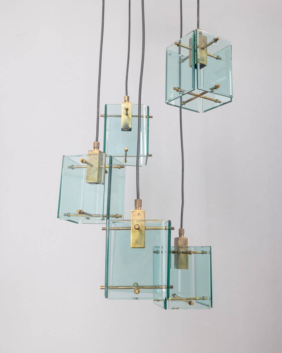 Lampadario vintage anni 60 in vetro design studio zeroquattro