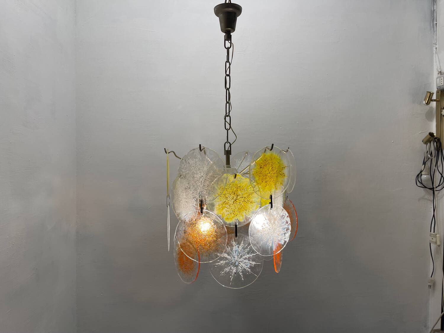 Murano Glass Disc Snowflake Chandelier 1960’s