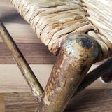 Chaise enfant vintage en bois et paille
