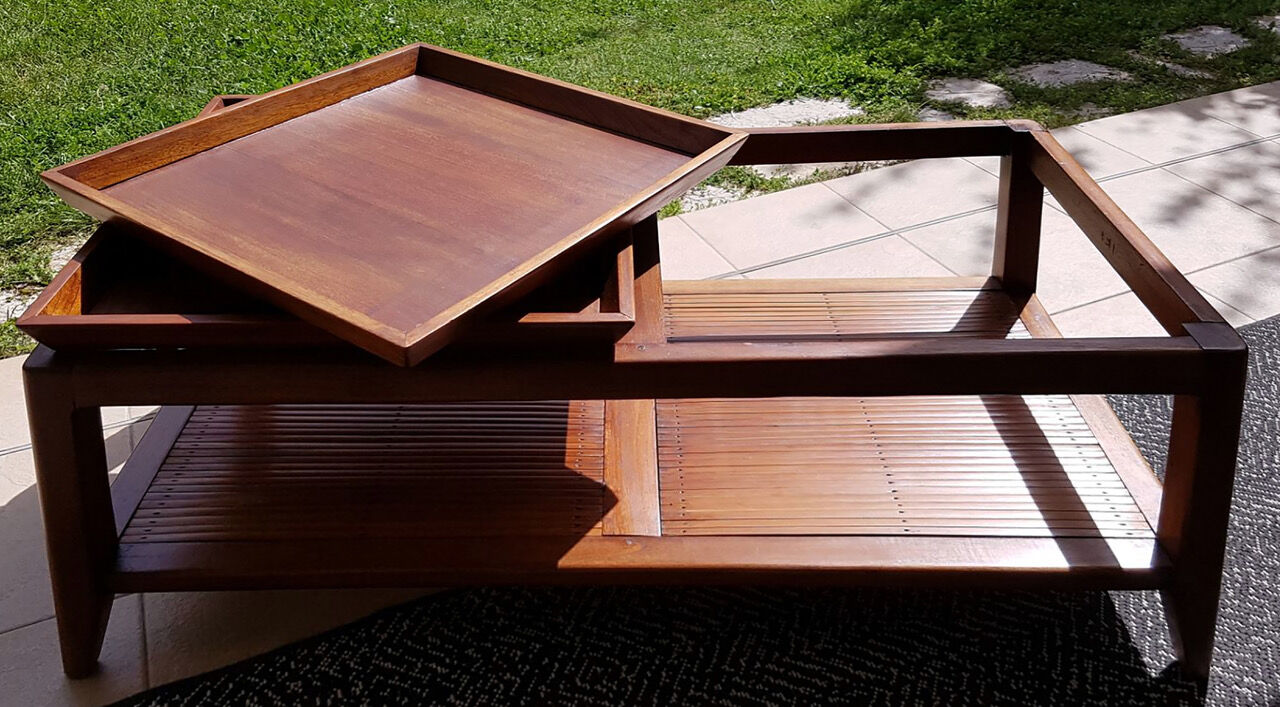 Bamboo teak puzzle coffee table