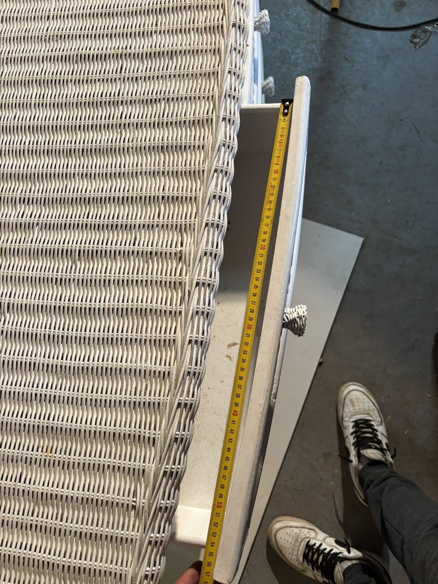 Vintage 6-drawer white woven rattan chest of drawers