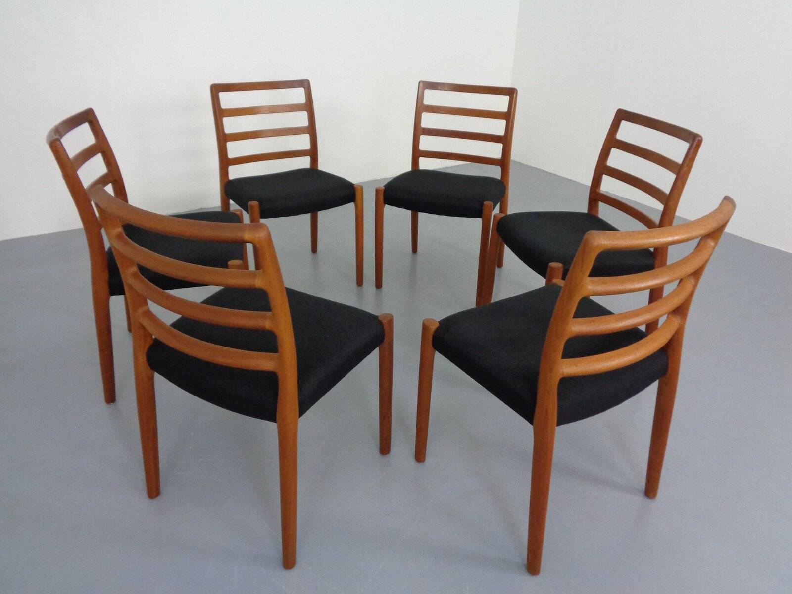 Model 85 Teak Dining Chairs by Niels Otto Møller for J. L. Møllers, 1960s, Set of 6