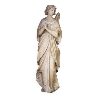 Art sacré : statuette d'angelot en hêtre du XIXeme siècle