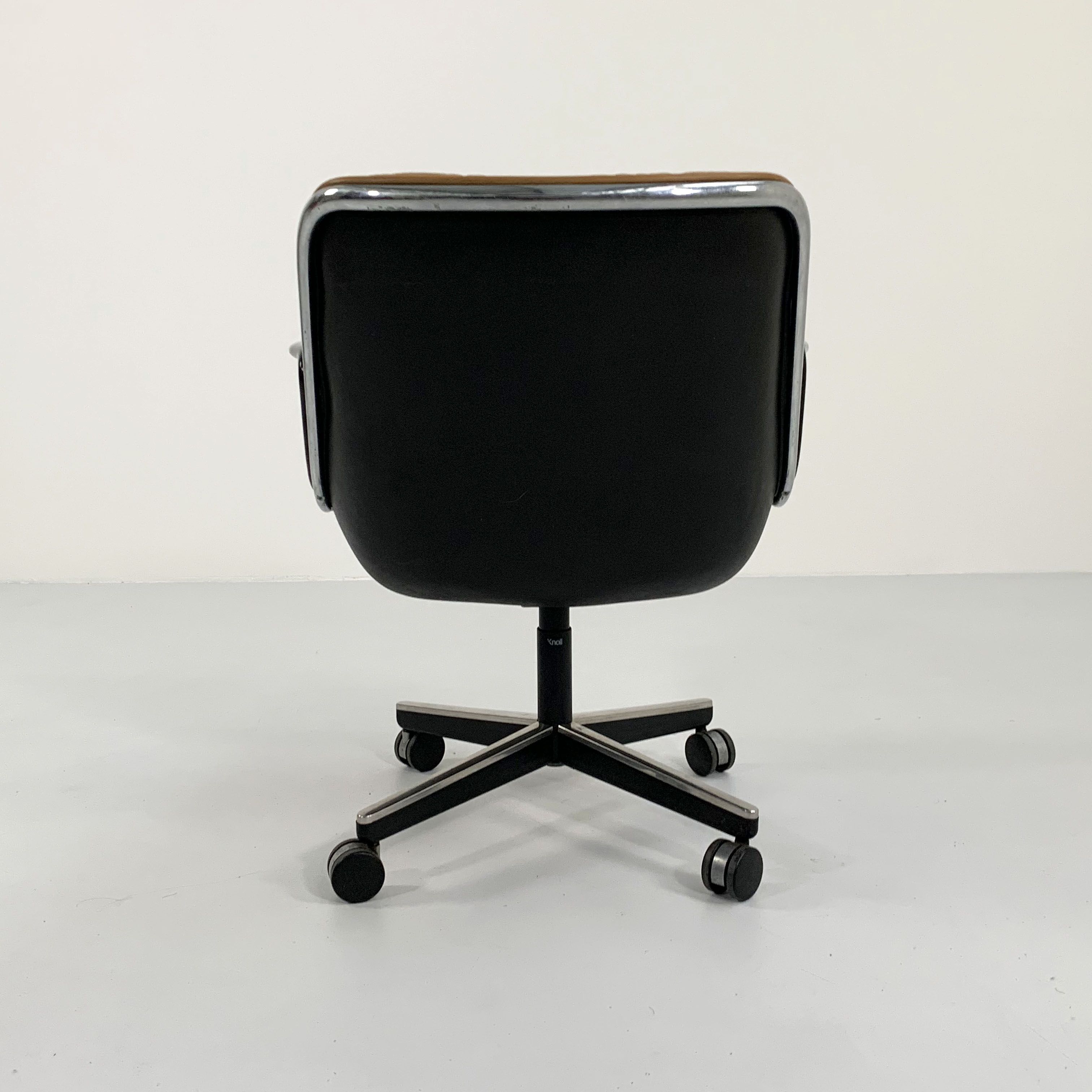 Office chair on camel leather wheels by Charles Pollock for Knoll, 1970