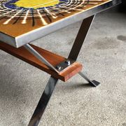 Ceramic coffee table and chrome and wood legs, Juliette Belarti, 1960
