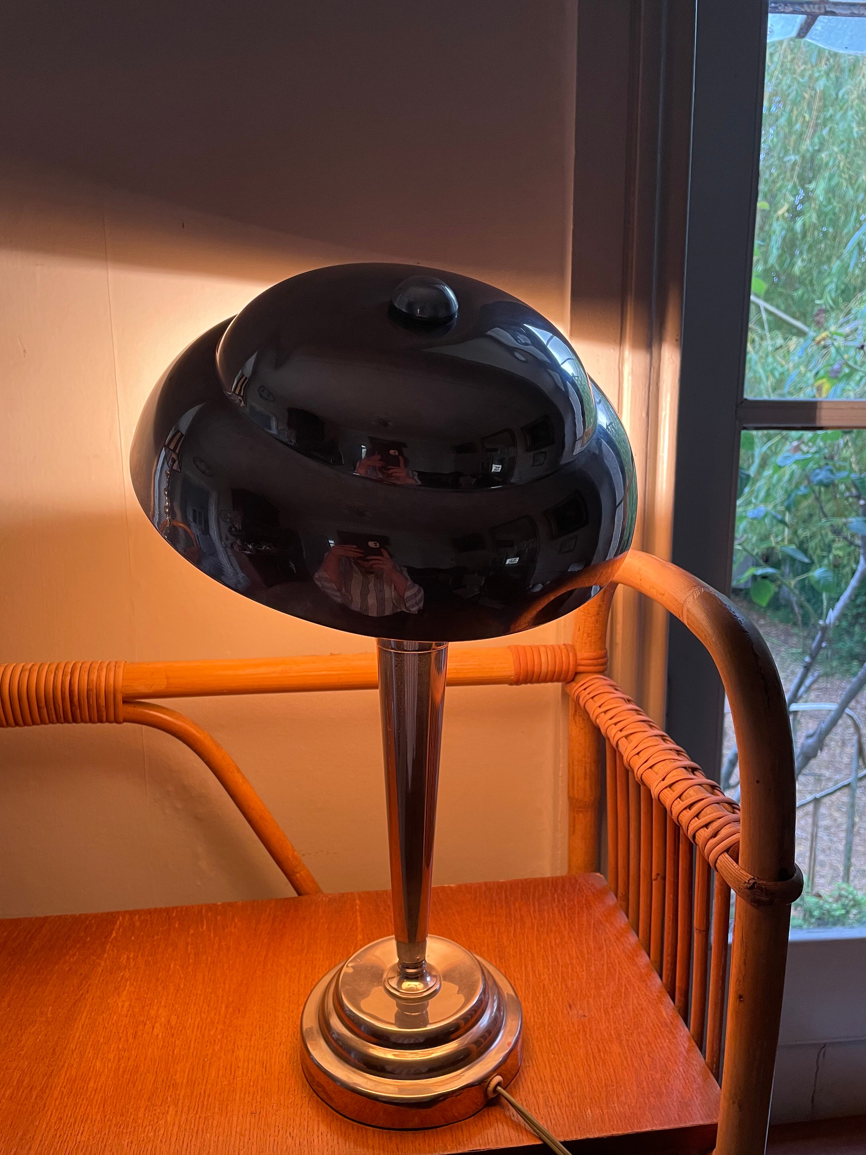 Art deco chrome mushroom lamp
